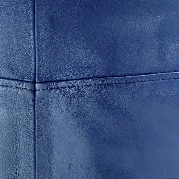 Navy Blue Leather Pants Terry Lewis Classic Luxuries NWT - Picture 6 of 12